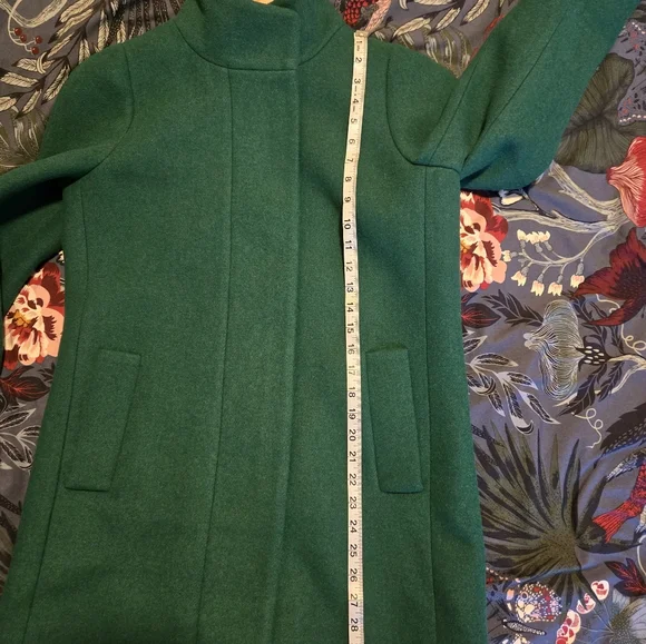 JCrew Green Women's Wool Blend Stand-Collar Coat Size 4 - Picture 8 of 9